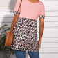 Seindeal Patchwork Leopard V-eck Short Sleeve Maternity T-Shirt Casual