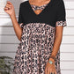 Seindeal Patchwork Leopard V-eck Short Sleeve Maternity T-Shirt Casual