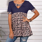 Seindeal Patchwork Leopard V-eck Short Sleeve Maternity T-Shirt Casual