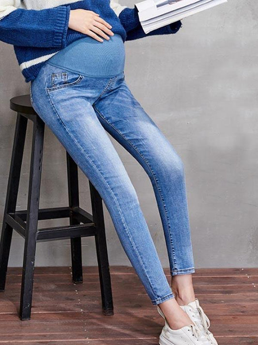 Momnfangcy Pockets Skinny Casual Maternity Long Jeans