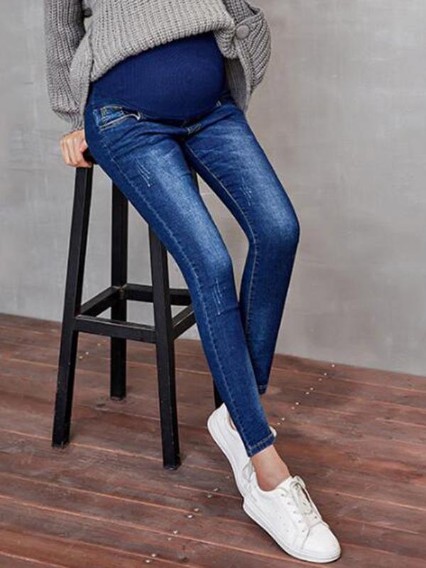 Momnfangcy Pockets Skinny Casual Maternity Long Jeans