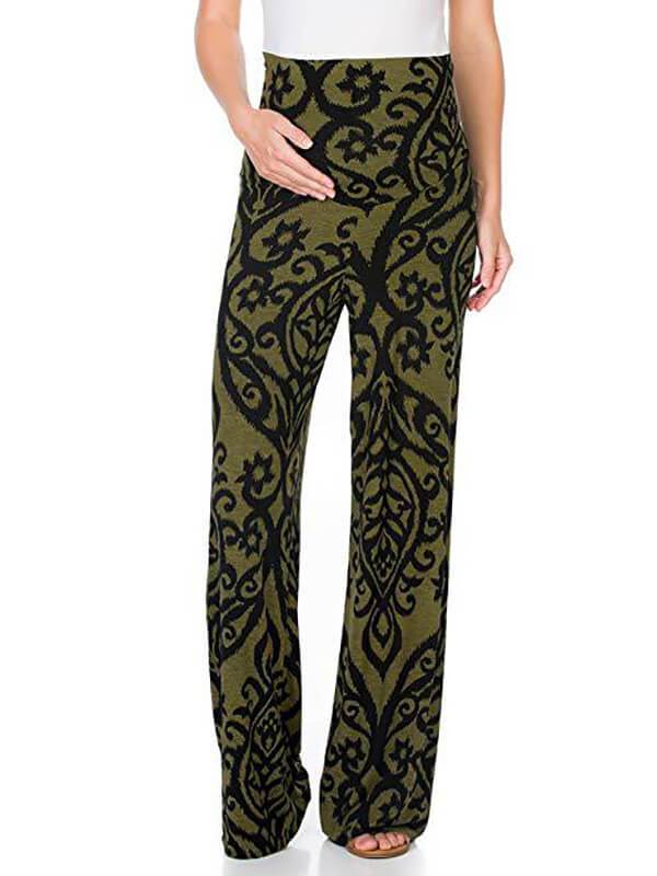 Pockets Vintag Tribal Print High Waisted Maternity Casual Long Pants