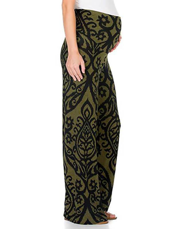 Pockets Vintag Tribal Print High Waisted Maternity Casual Long Pants