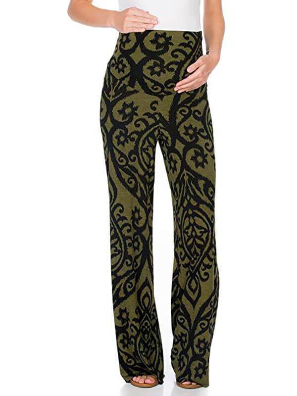 Pockets Vintag Tribal Print High Waisted Maternity Casual Long Pants