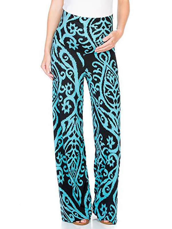 Pockets Vintag Tribal Print High Waisted Maternity Casual Long Pants