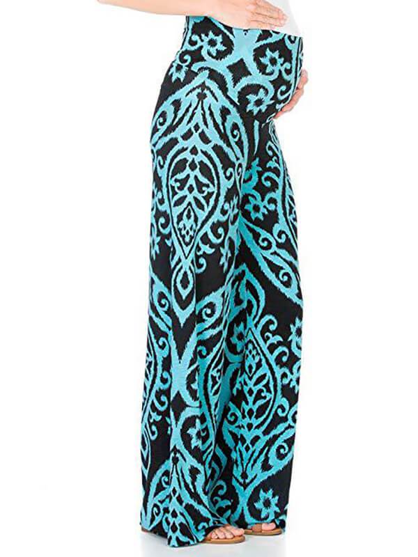 Pockets Vintag Tribal Print High Waisted Maternity Casual Long Pants