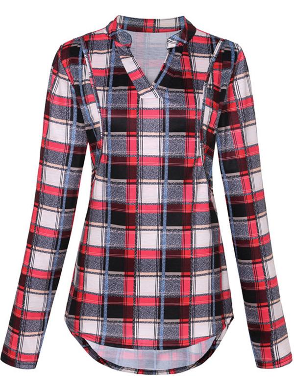 Seindeal Red-Black Plaid Maternity Nuring Blouse for Lactant Women