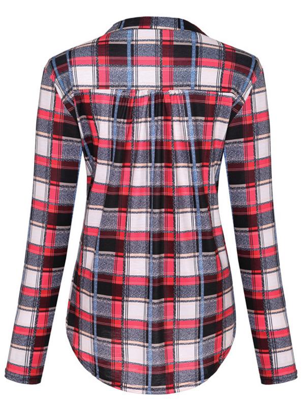 Seindeal Red-Black Plaid Maternity Nuring Blouse for Lactant Women