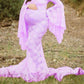 Seindeal Lace Bodycon V-neck Flare Sleeve Maternity Casual Maxi Dress