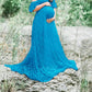 Seindeal Off Shoulder Lace for Baby Shower Maternity Maxi Dress