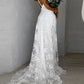 Seindeal Slit Floral Lace Backless Draped Wedding Maternity Maxi Dress