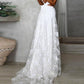 Seindeal Slit Floral Lace Backless Draped Wedding Maternity Maxi Dress