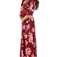 Momnfangcy Floral Belt V-neck Three Quarter Length Sleeve Casual Maternity Maxi Dress