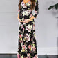 Momnfangcy Floral Belt V-neck Three Quarter Length Sleeve Casual Maternity Maxi Dress