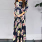 Momnfangcy Floral Belt V-neck Three Quarter Length Sleeve Casual Maternity Maxi Dress