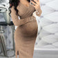 Seindeal Solid Color Bodycon Buttons Slit Work Midi Maternity Sweater Dress Business Attire