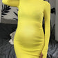 Seindeal Solid High Neck Long Sleeve Mini Fall Maternity Bodycon Dress With Gloves