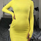 Seindeal Solid High Neck Long Sleeve Mini Fall Maternity Bodycon Dress With Gloves