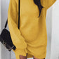 Seindeal Solid Color Band Collar Long Sleeve Cute Mini Crochet Maternity Dress for Winter