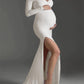 Side Slit Off Shoulder Mermaid Baby Shower Maternity Maxi Dress