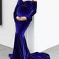 Velvet Off Shoulder Bodycon Mermaid Babyshower Maternity Maxi Dress