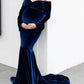 Velvet Off Shoulder Bodycon Mermaid Babyshower Maternity Maxi Dress