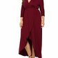 Seindeal Solid Slit  V-neck Long Sleeve High-low Plus Size Midi Dress
