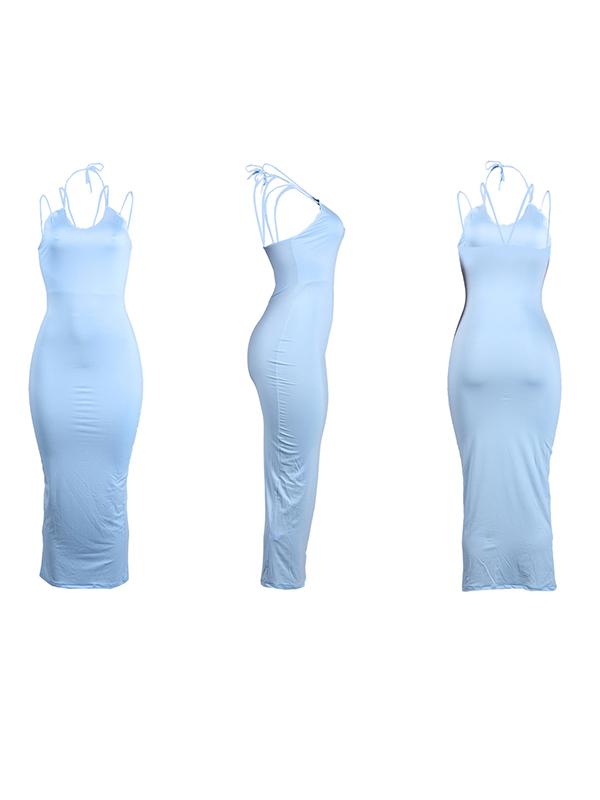 Seindeal Solid Spaghetti Strap Fitted Vest Maternity Maxi Dress