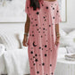 Seindeal Star Print Collarless Round Neck Short Sleeve Maternity Maxi Dress