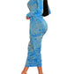 Seindeal Fashion Maxi  Plus Size Maternity Bodycon Dress Tie Dye High Neck Long Sleeve Design