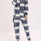 Christmas Flannel Snowflake Print Hooded Pajama Maternity Jumpsuit