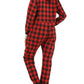 Buffalo Plaid Pockets Zipper Hoodie Long Sleeve Maternity Pajama Set