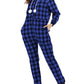 Buffalo Plaid Pockets Zipper Hoodie Long Sleeve Maternity Pajama Set