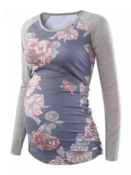 Seindeal Floral Print Fits Me Like A Glove Round Neck Casual Maternity T-Shirt