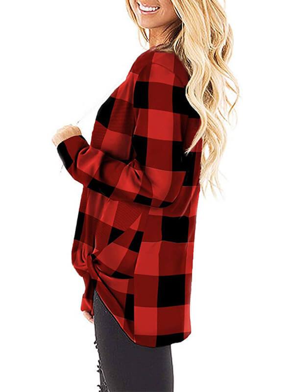 Seindeal Buffalo Plaid Christmas V-Neck Long Sleeve Maternity Pullover Sweatshirt