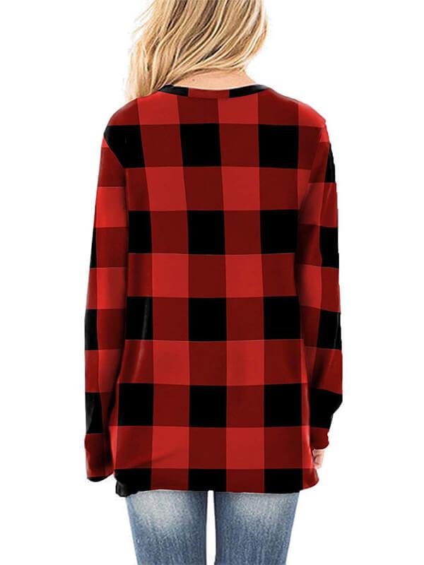 Seindeal Buffalo Plaid Christmas V-Neck Long Sleeve Maternity Pullover Sweatshirt