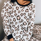 Leopard Off Shoulder Two Piece Long Sleeve Maternity Casual Pajama Set