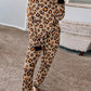 Leopard Off Shoulder Two Piece Long Sleeve Maternity Casual Pajama Set