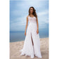 Chiffon Front Slit Vneck Banquet For Babyshower Maternity Maxi Dress