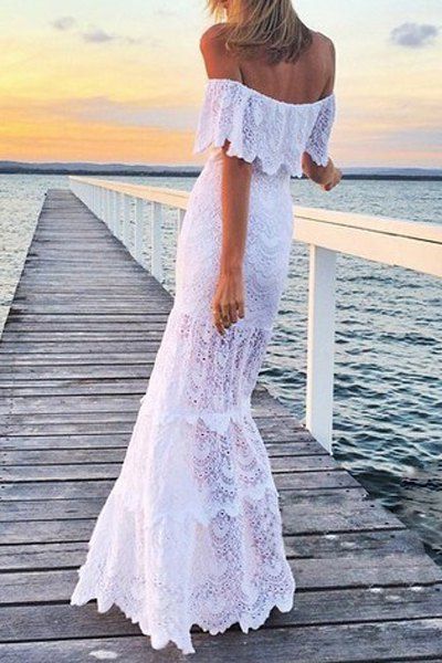 Lace Prom Evening Party Off Shoulder Elegant Maternity Maxi Dress