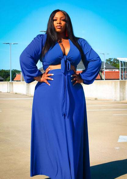 Plus Size Belt Long Sleeve Maternity Maxi Dress