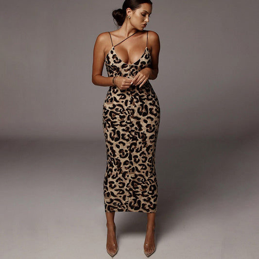 Leopard Vneck Sleeveless Bodycon Cheetah Spaghetti Straps Plunging Neckline Maternity Maxi Dress