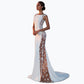 Lace Flowers Round Neck Sleeveless Bodycon Grenadine Maternity Maxi Dress