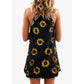 Sunflower Print Round Neck Sleeveless Halter Neck Maternity Mini Dress