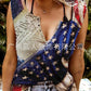 Striped Starry American Flag Single Breasted Maternity Blouse