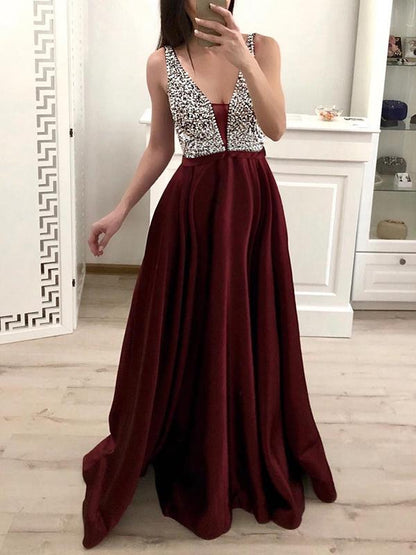 Sequin Big Swing Prom Evening Party Floor Length Sleeveless Elegant Red Maternity Maxi Dress