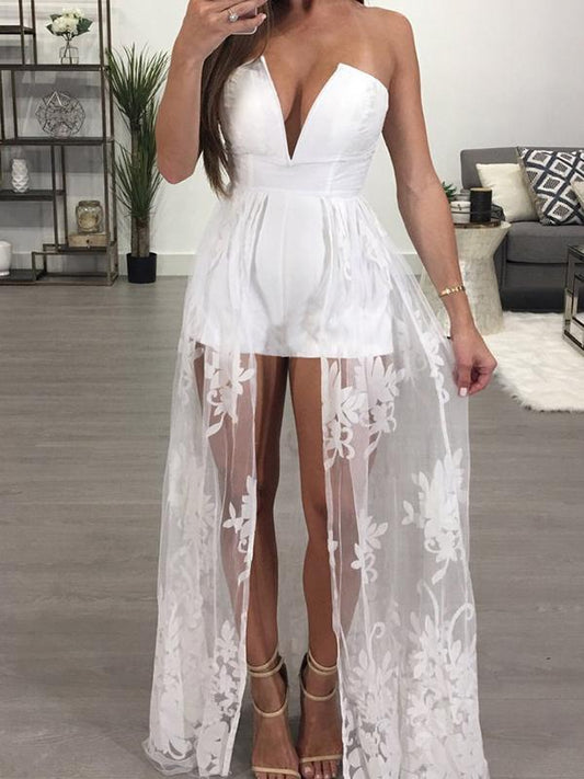 Solid Lace Backless Off Shoulder Grenadine Floor Length White Maternity Maxi Dress