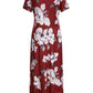 Floral Draped Belt Maternity V-neck Short Sleeve Elegant Midi Dress