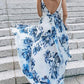 Floral Print Maternity For Babyshower Flowy V-Neck Vintage Maxi Dress