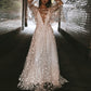 Starry Tulle Vneck Long Sleeve Photoshoot Maternity Maxi Dress